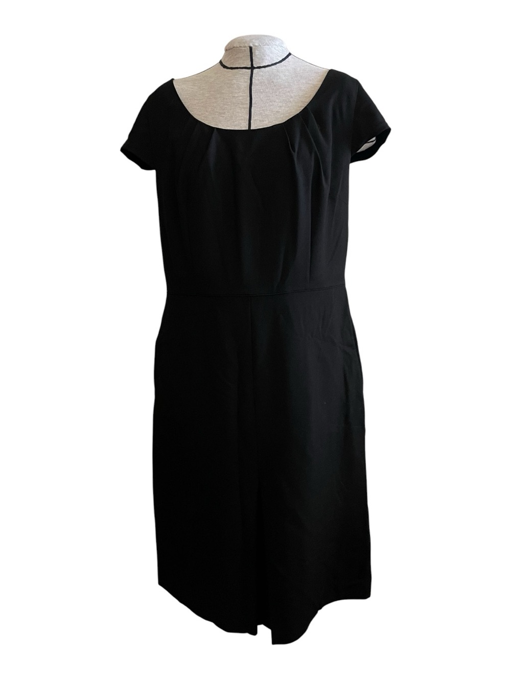 Ann Taylor Black Midi Scoop Neck Dress